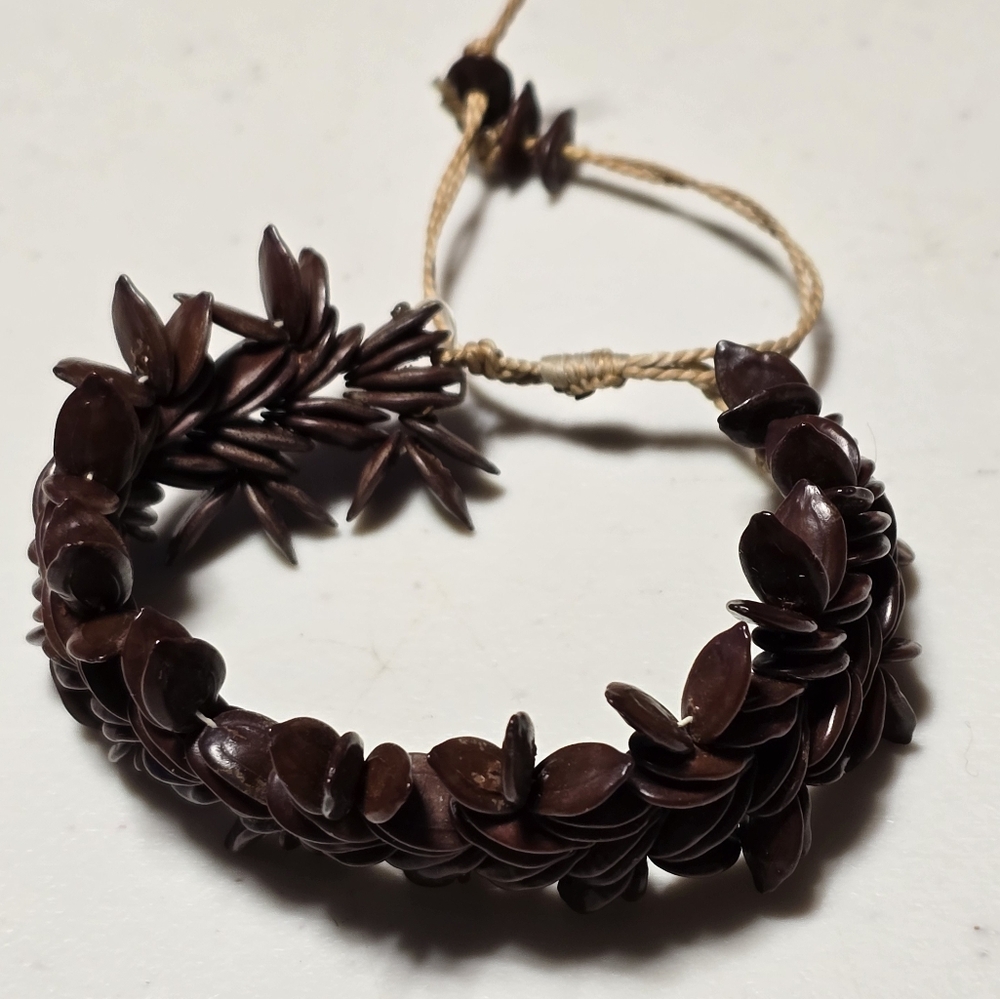 Vtg Handmade Ipil-Ipil seed Apple Seed Beaded Bracelet Lot 4